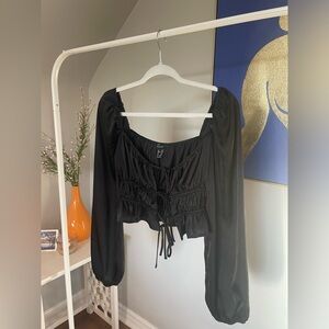 Tie-up Black Blouse
